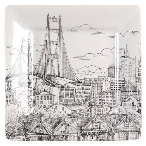 City Scenes Black Appetizer Plate
