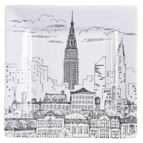 City Scenes Black Appetizer Plate