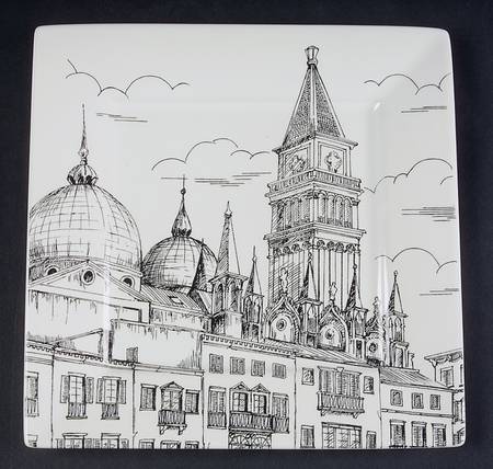 City Scenes Black Salad Plate