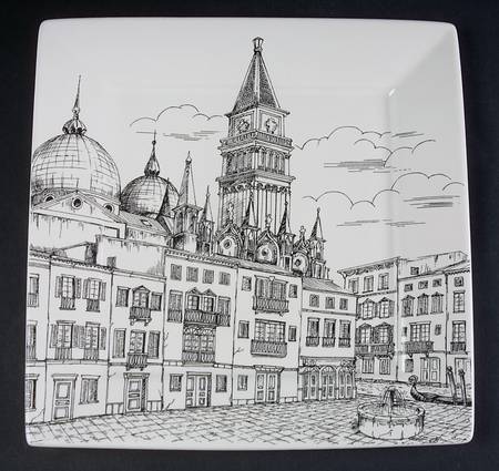 City Scenes Black Dinner Plate