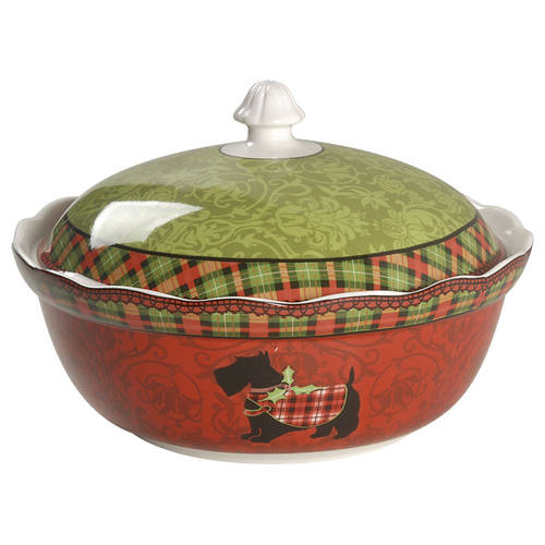 Christmas Scotty Round Covered Vegetable