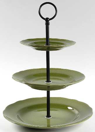 Alba Crackle Green 3-Tiered Serving Tray (DP, SP, BB)