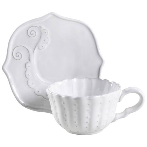 Bella Bianca Flat Cup & Bread & Butter Plate/Saucer Set