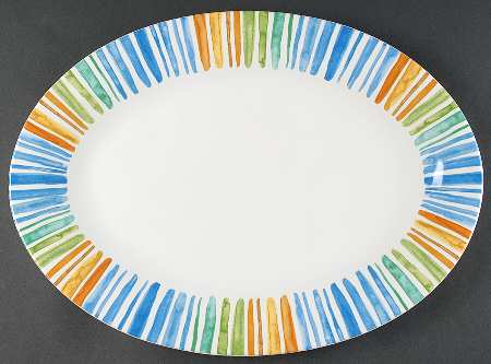 Beach Stripes 16" Oval Serving Platter