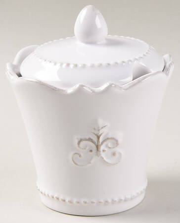 Fleur de Lys White Sugar Bowl & Lid