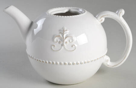 Fleur de Lys White Teapot No Lid