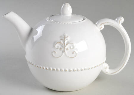 Fleur de Lys White Teapot & Lid
