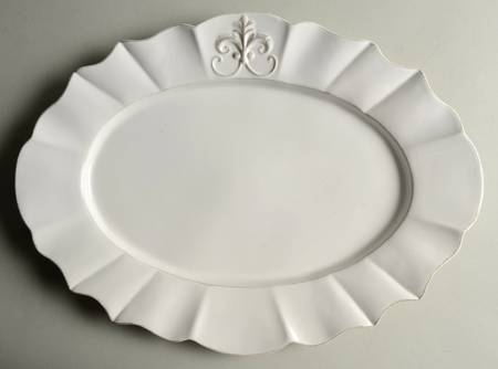 Fleur de Lys White 16" Oval Serving Platter