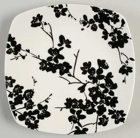 Mia Blossoms Black Salad Plate