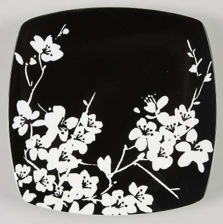 Mia Blossoms Black Appetizer Plate