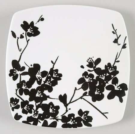 Mia Blossoms Black Appetizer Plate
