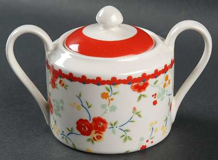 Andrea Red Sugar Bowl & Lid