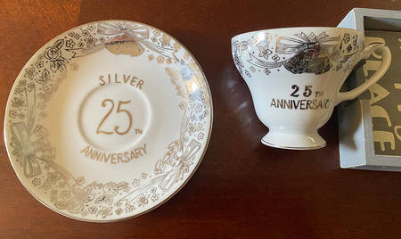 25th Anniversary Footed Cup & Saucer Set