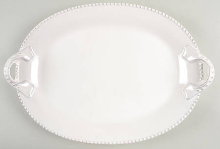 Bianca Bead 17" Oval Handled Platter