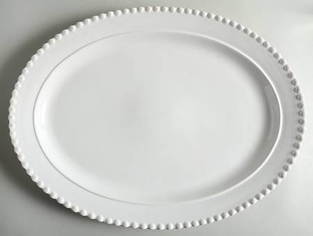Bianca Bead 18" Oval Serving Platter