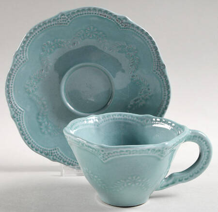 Merletto Aqua Flat Cup & Saucer Set