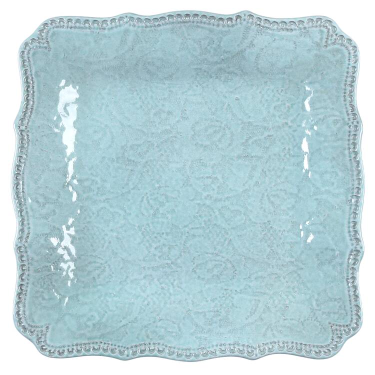 Merletto Aqua 9" Square Plate