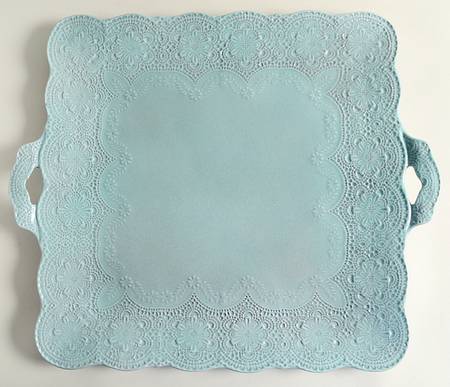 Merletto Aqua 13" Square Serving Platter