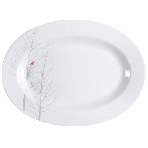 Winter Cardinal 14" Oval Serving Platter