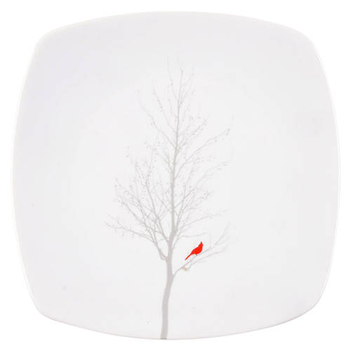 Winter Cardinal Square Salad Plate