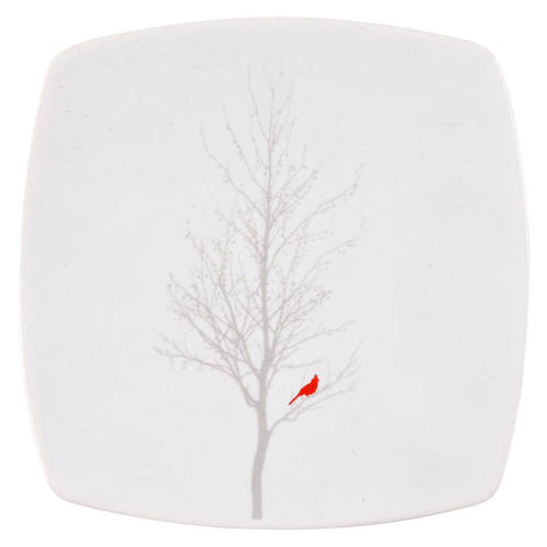 Winter Cardinal Square Appetizer Plate