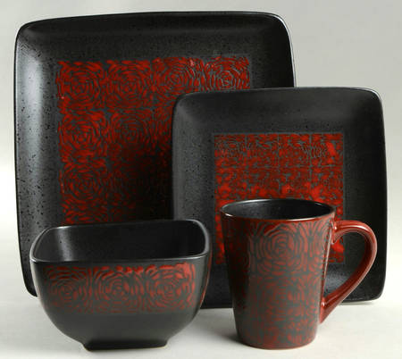 Yardley Red 4 Piece Place Setting