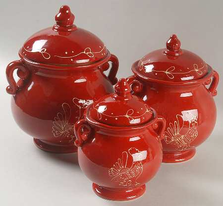 Red Rooster (3 Piece) Canister Set (Box Set)