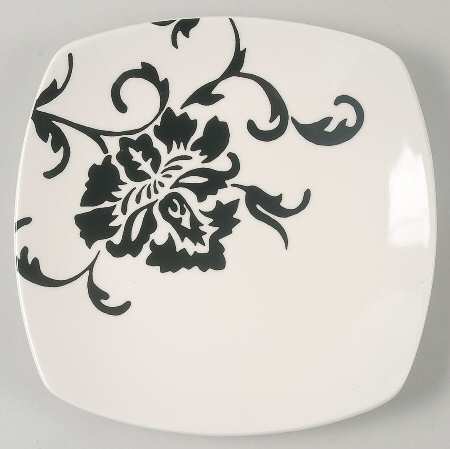 Floral Scroll Black and White Salad Plate
