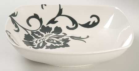 Floral Scroll Black and White Soup/Cereal Bowl