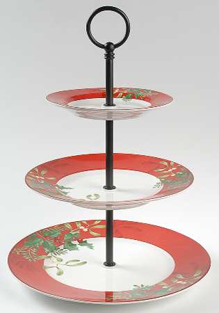 Christmas Foliage 3-Tiered Serving Tray (DP, SP, BB)