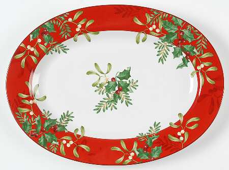 Christmas Foliage 14" Oval Serving Platter