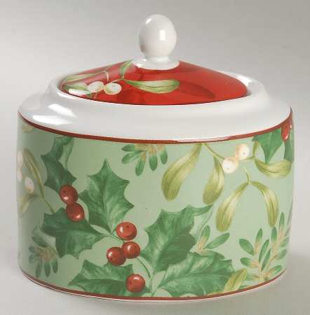 Christmas Foliage Sugar Bowl & Lid