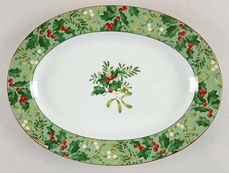 Christmas Foliage 14" Oval Serving Platter