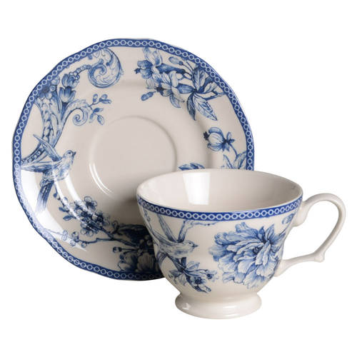 Adelaide Blue and White Footed Cup & Saucer Set