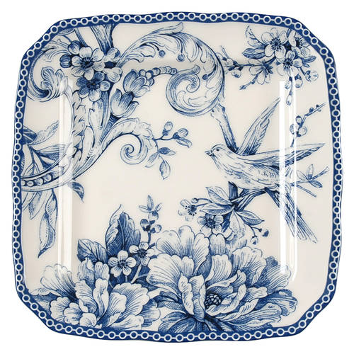 Adelaide Blue and White Square Appetizer Plate - Set of 4