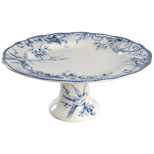 Adelaide Blue and White 10" Diameter Pedestal Cake Stand