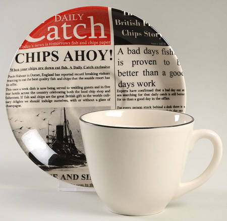 Fish & Chips Flat Cup & Saucer Set