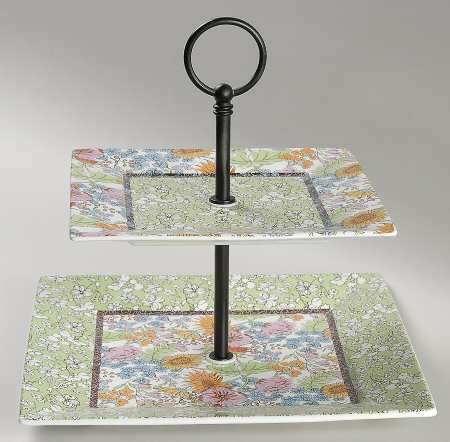 Floral Revelry 2 Tiered Serving Tray (Dinner & Salad Plate)