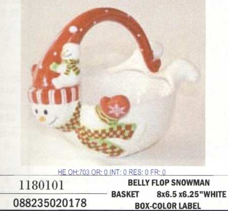 Belly Flop Snowman 6" Handled Basket
