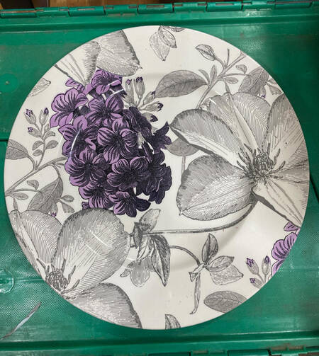 Clematis Purple 12" Chop Plate (Round Platter)