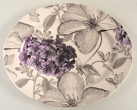 Clematis Purple 13" Oval Serving Platter