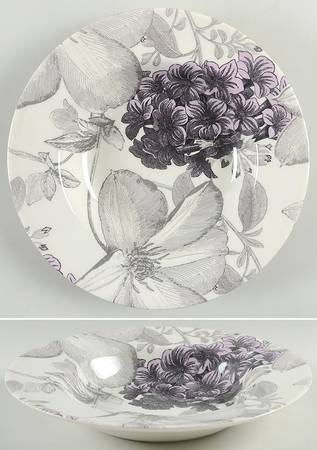 Clematis Purple Large Rim Soup Bowl