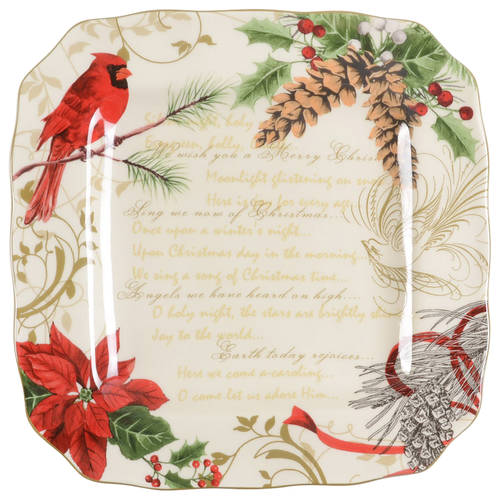 Holiday Wishes Square Dinner Plate by 222 Fifth (PTS)