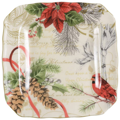 Holiday Wishes Square Salad Plate - Set of 4