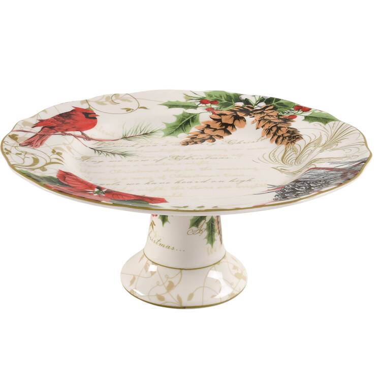 Holiday Wishes 11" Diameter Pedestal Cake Stand