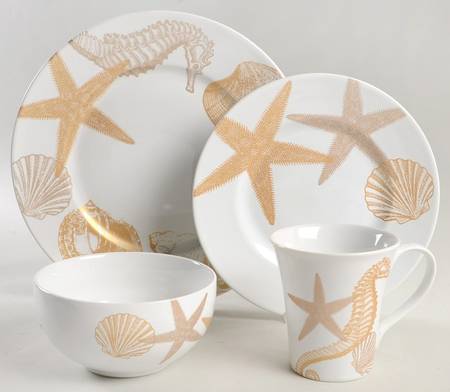 Coastal Life Gold (Yellow) 4 Piece Place Setting