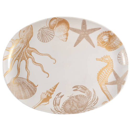 Coastal Life Gold (Yellow) 18" Oval Serving Platter