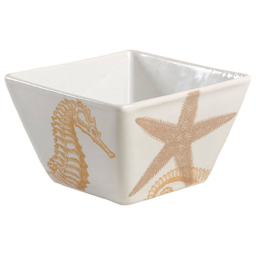 Coastal Life Gold (Yellow) Individual Square Appetizer Bowl