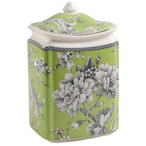 Adelaide Green and White Medium Canister & Lid