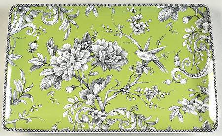 Adelaide Green and White 15" Rectangular Serving Platter